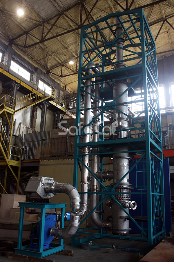 Gas emissions oxidation unit, control assembly at the production site
